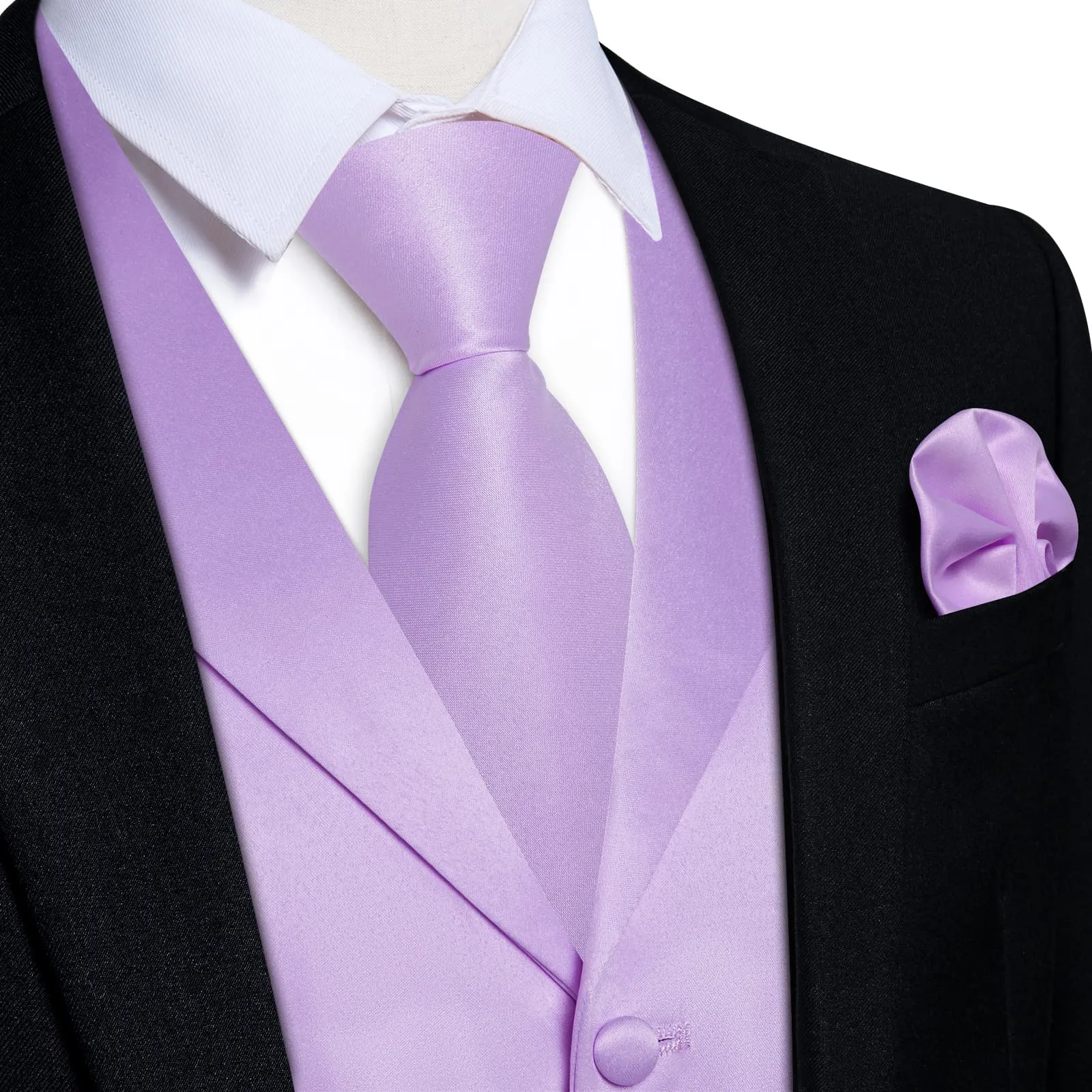 DiBanGu Tuxedo Waistcoat Thistle Purple Solid Notched Collar Mens Casual Vest