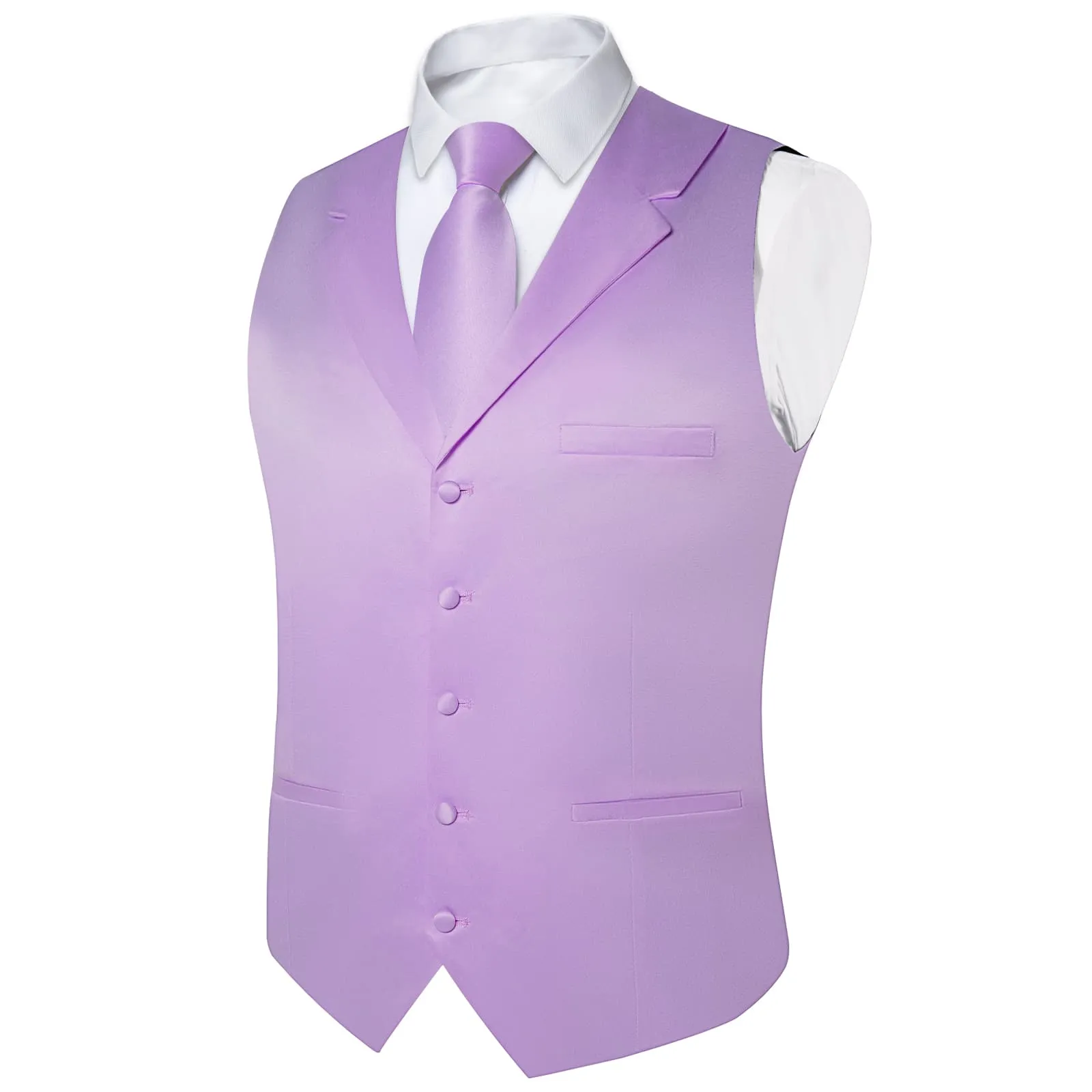 DiBanGu Tuxedo Waistcoat Thistle Purple Solid Notched Collar Mens Casual Vest