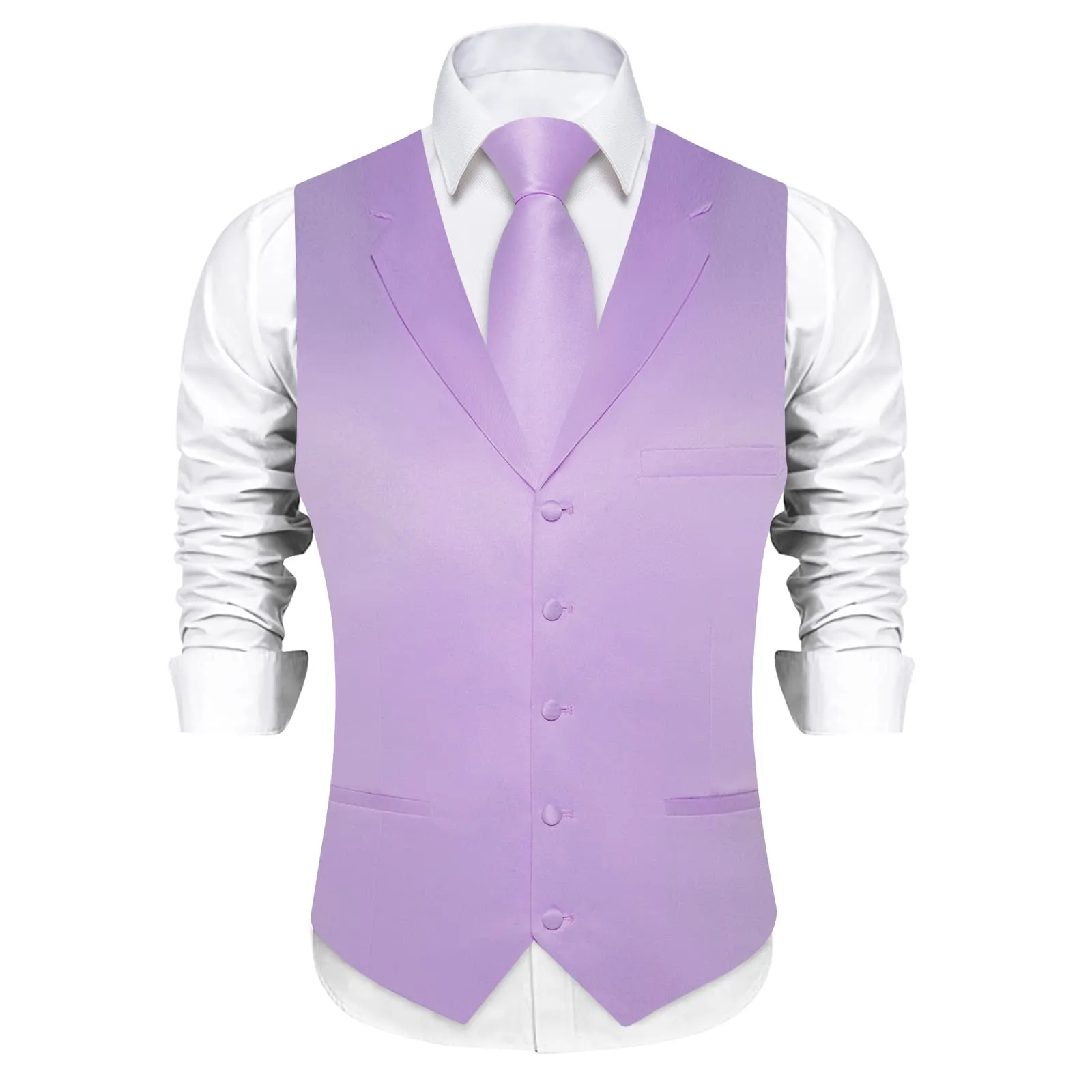 DiBanGu Tuxedo Waistcoat Thistle Purple Solid Notched Collar Mens Casual Vest