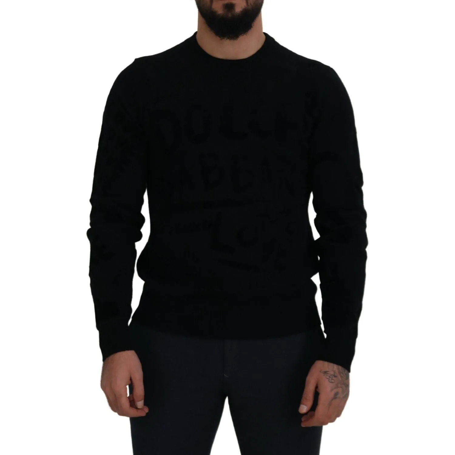 Dolce & Gabbana Elegant Black Logo Wool Sweater