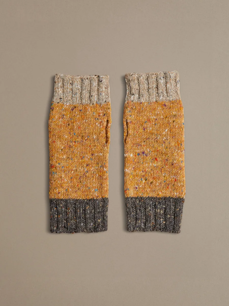 Donegal Wool Wrist Warmers | Yellow Confetti