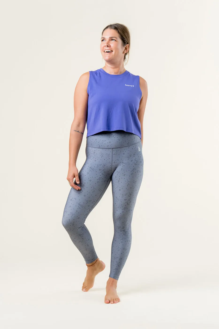 Don't Distress Balance Cropped Tank - Blue Violet