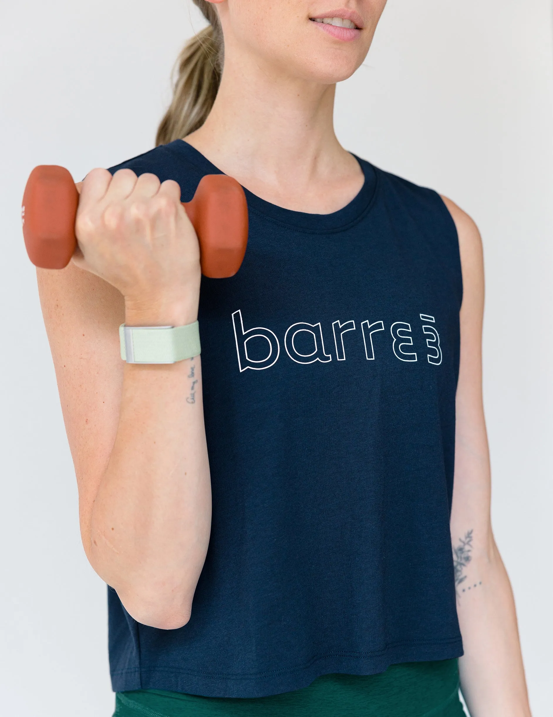 Don't Distress Balance Cropped Tank - Navy Sky