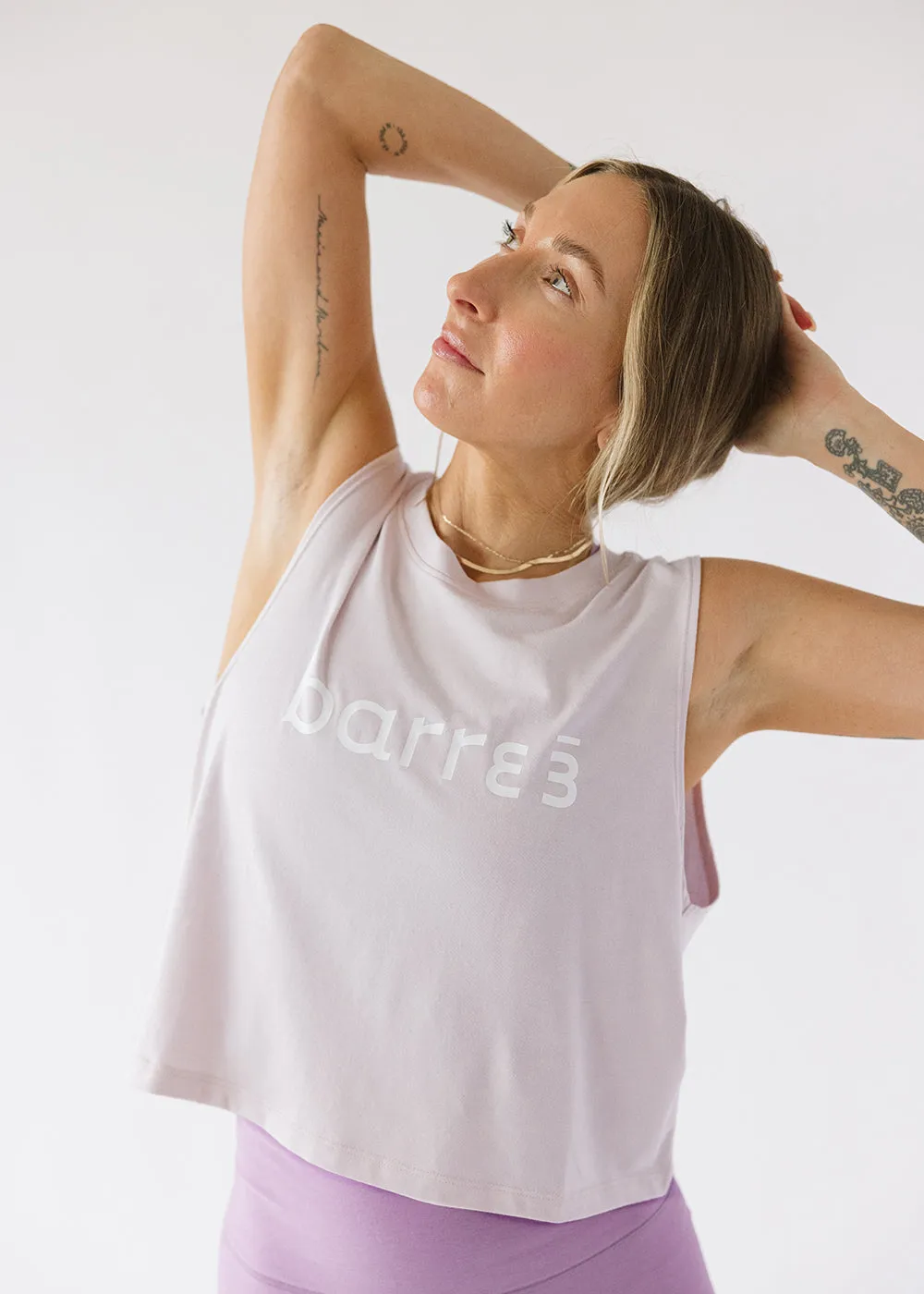 Don't Distress Balanced Cropped Tank - Cream Lavender