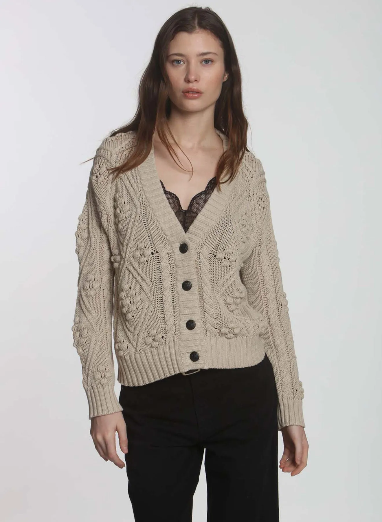 Double Diamond Cardigan - Wheat