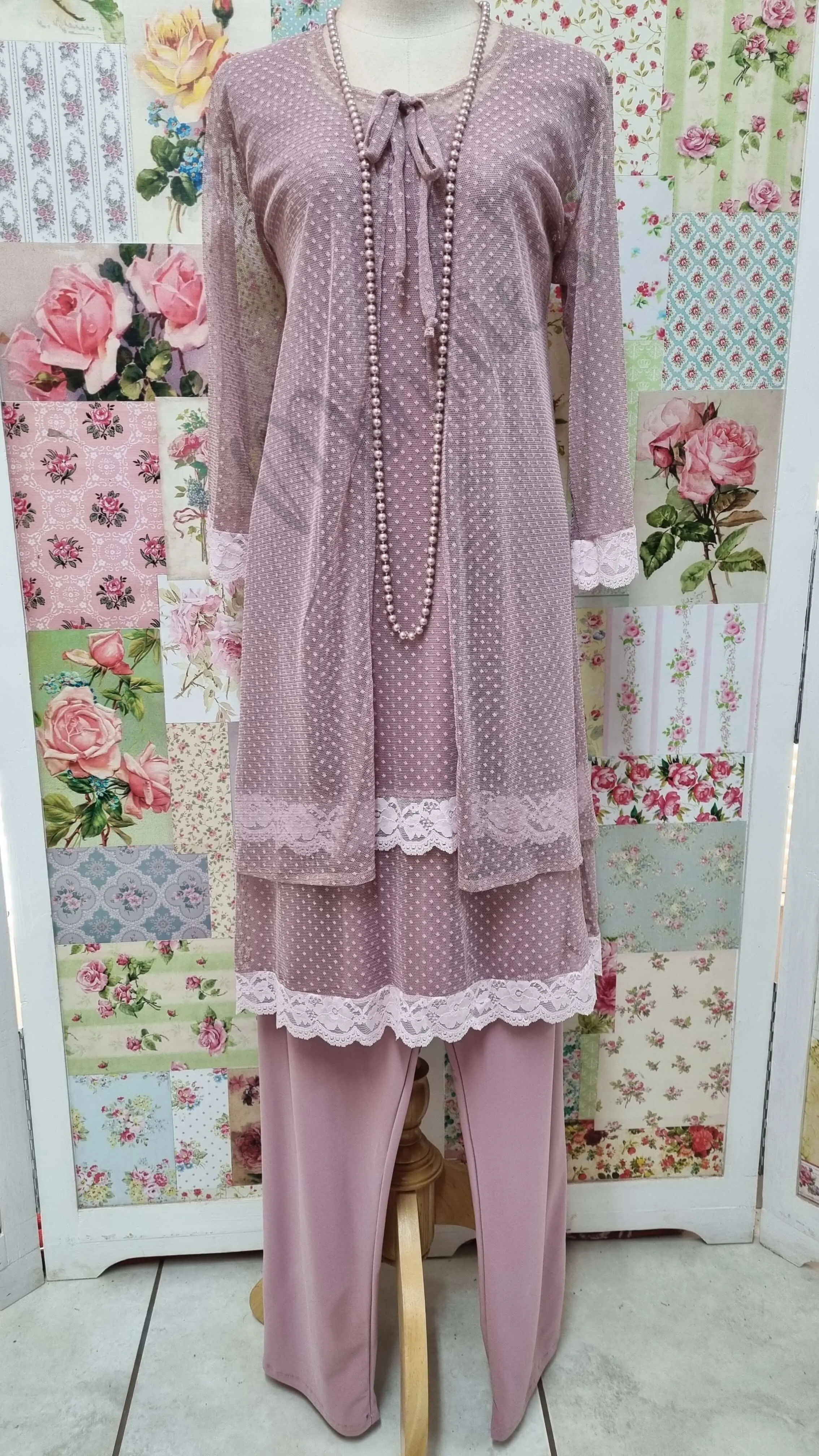 Dusty Pink 4-Piece Pants Set GD003