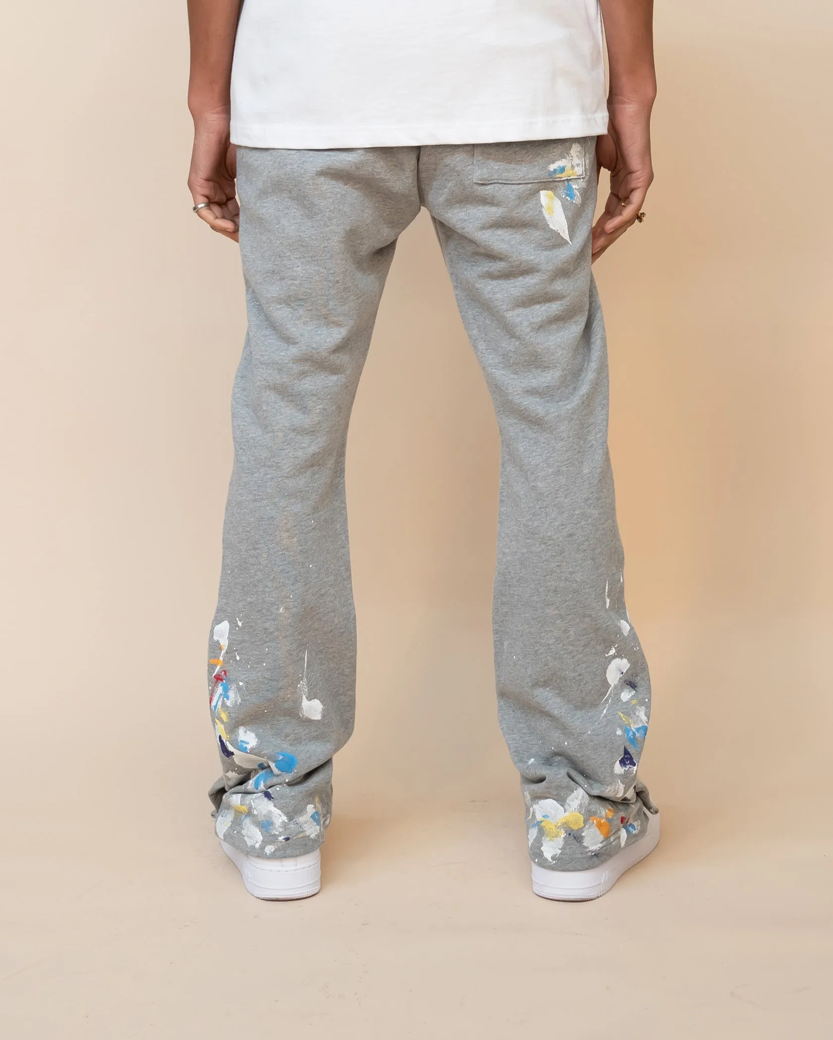 EPTM PAINT SNAP FLARED PANTS - HEATHER GREY