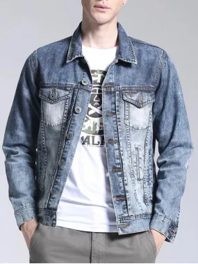 Fashion Button Up Light Wash Denim Jacket