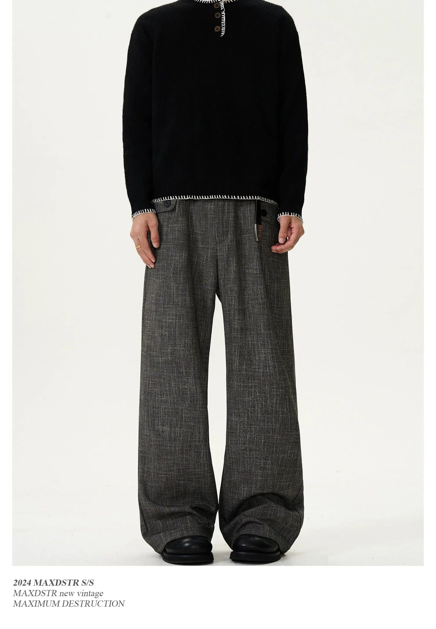 Flip Pocket Textured Flared Pants