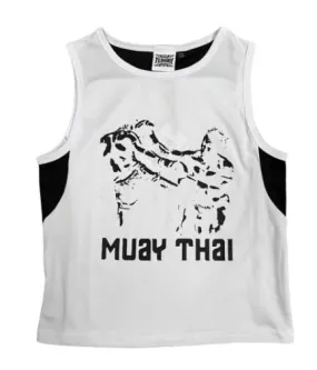 FLUORY TF22 MUAY THAI BOXING Training Vest Tank Top XXXS-L Junior White Black