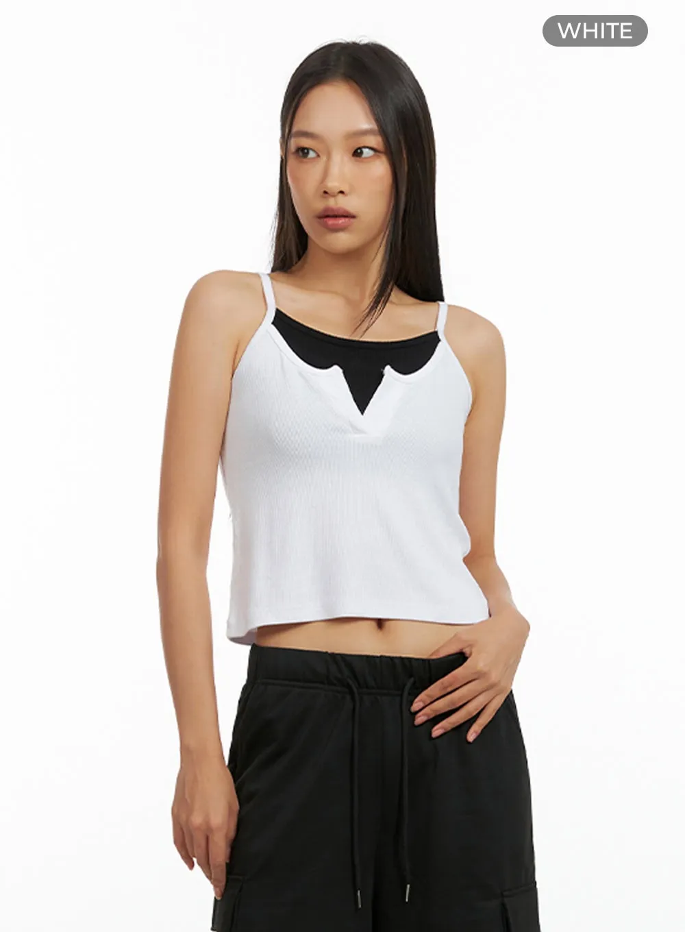 Front Slit Layered Crop Tank Top IG405