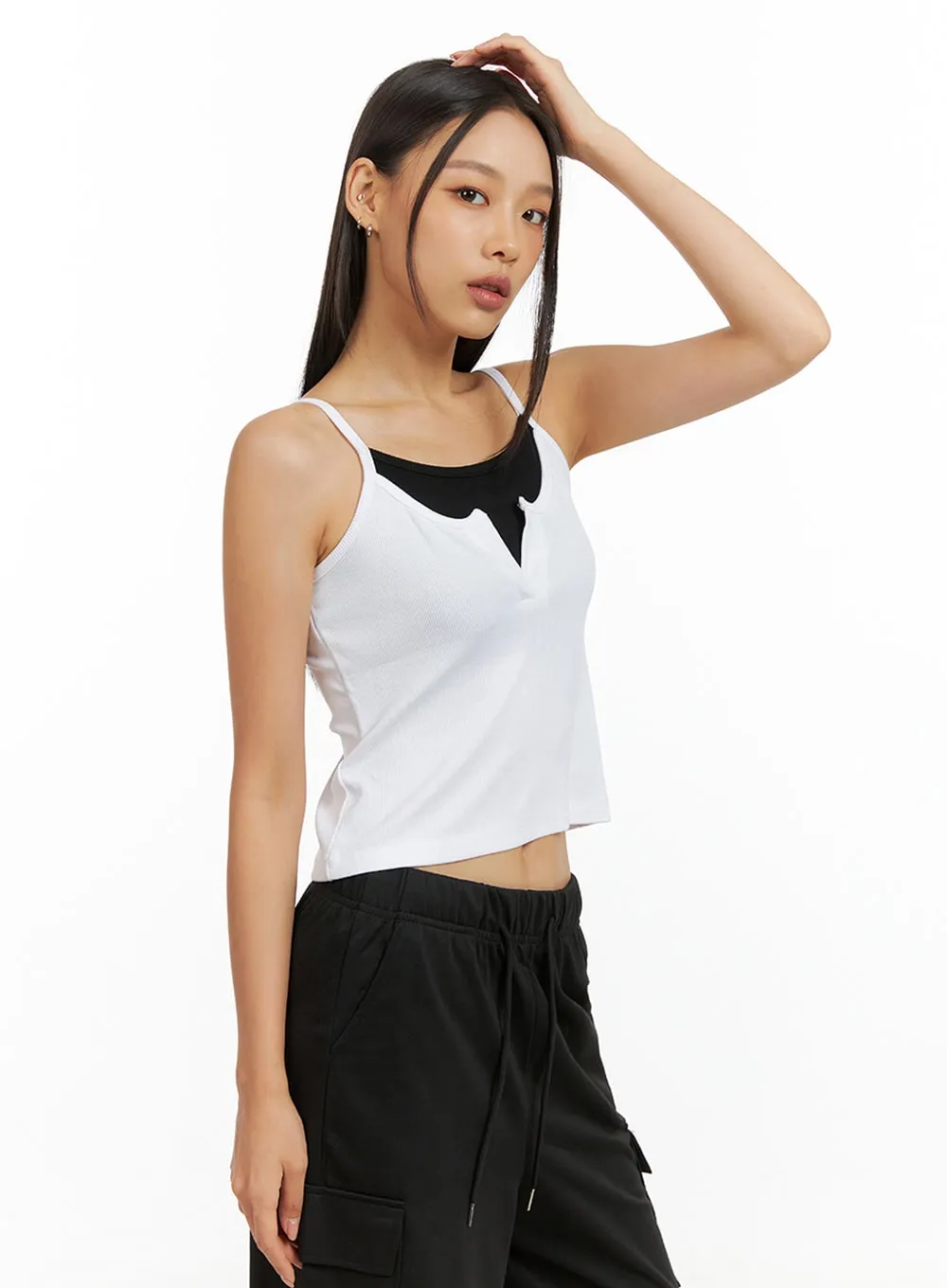 Front Slit Layered Crop Tank Top IG405