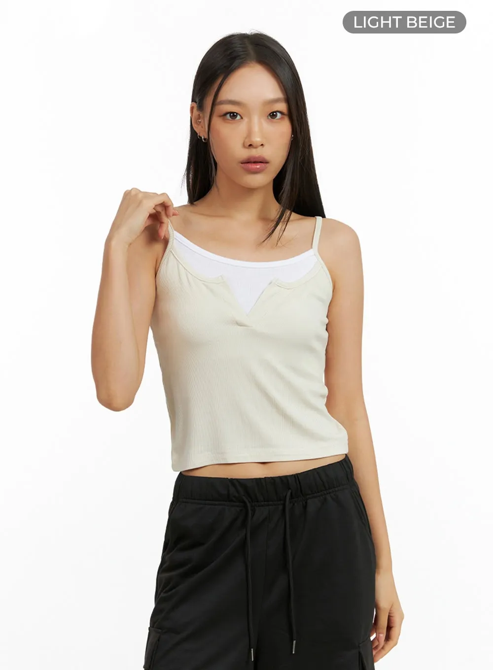 Front Slit Layered Crop Tank Top IG405