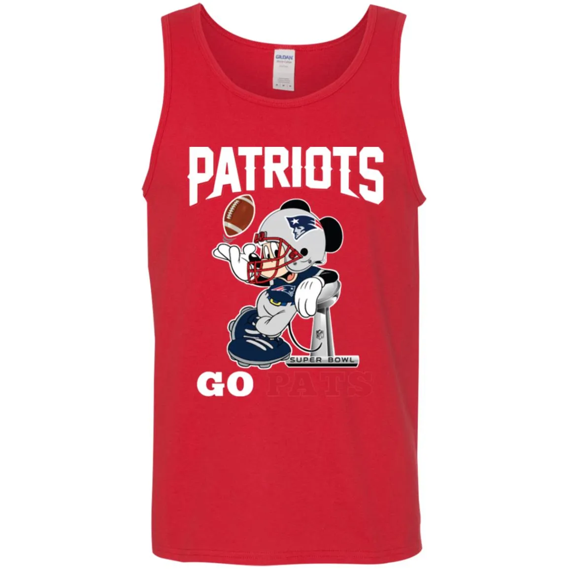 Go Pats - New England Patriots Super Bowl 2019 Mickey Mouse Football Nfl Men Cotton Tank