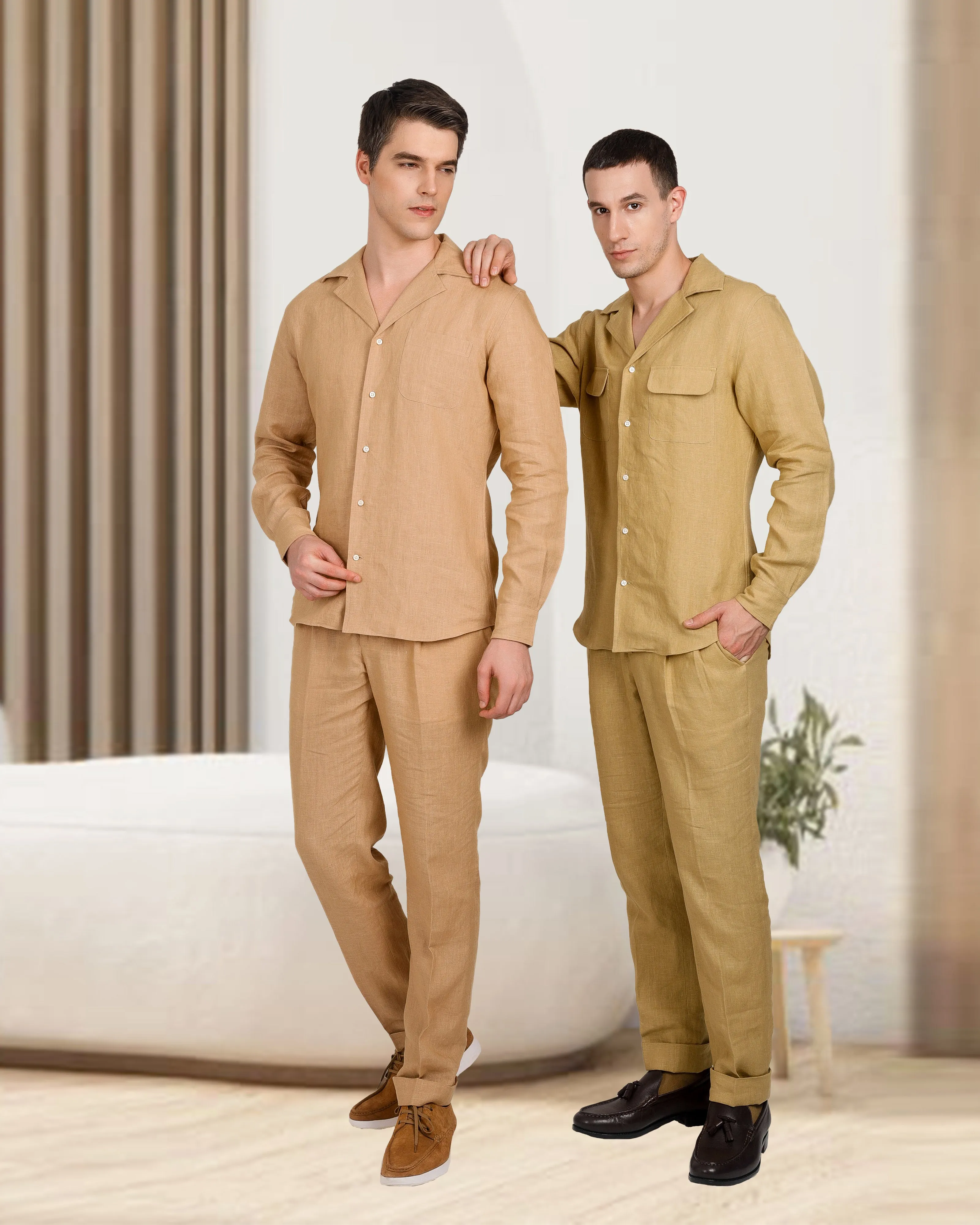 Golden Linen Dress Pant