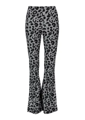 Gray Leopard Print Bell Bottoms Flare Pants