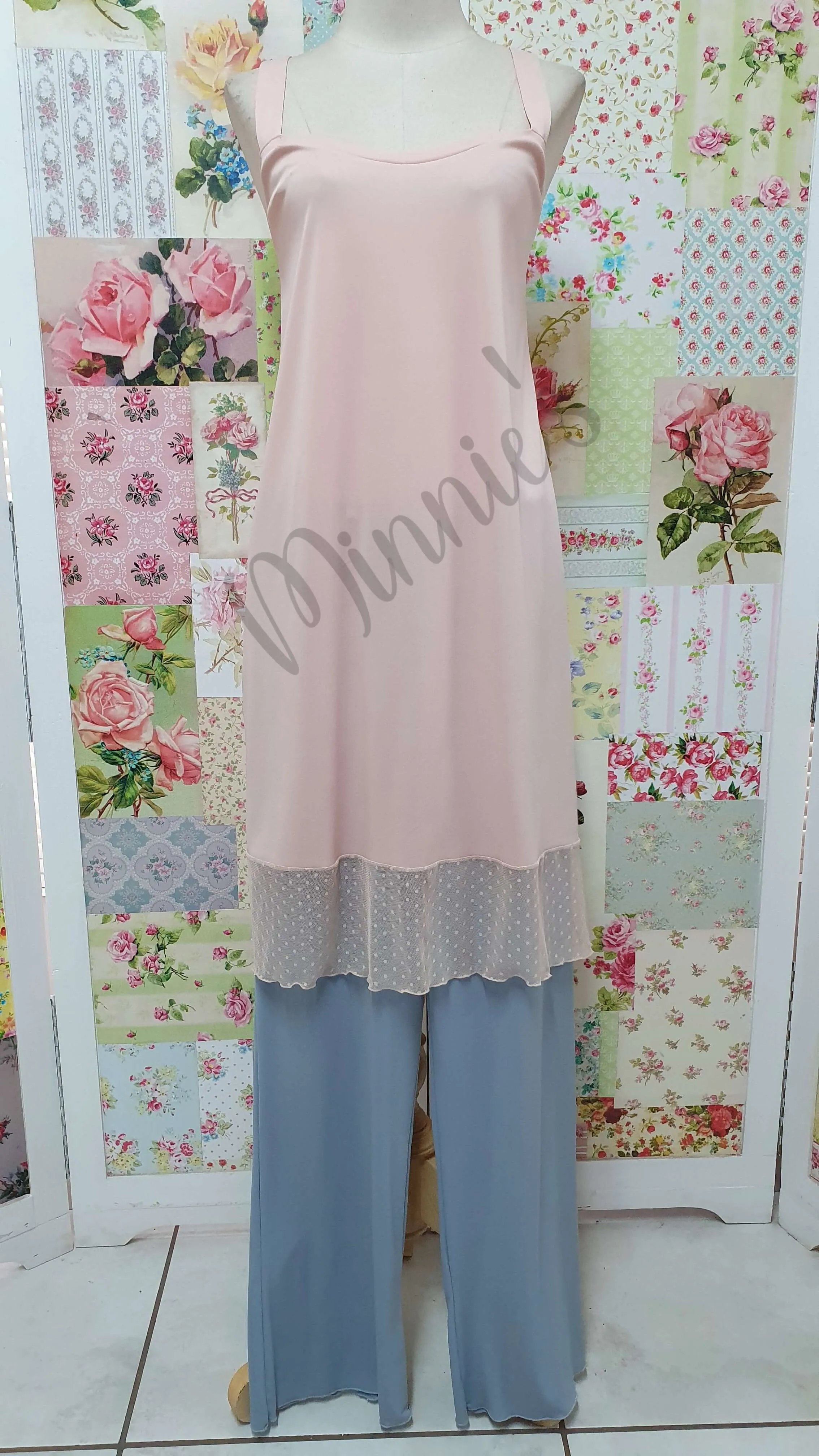 Grey & Blush Pink 4-Piece Pants Set ML015