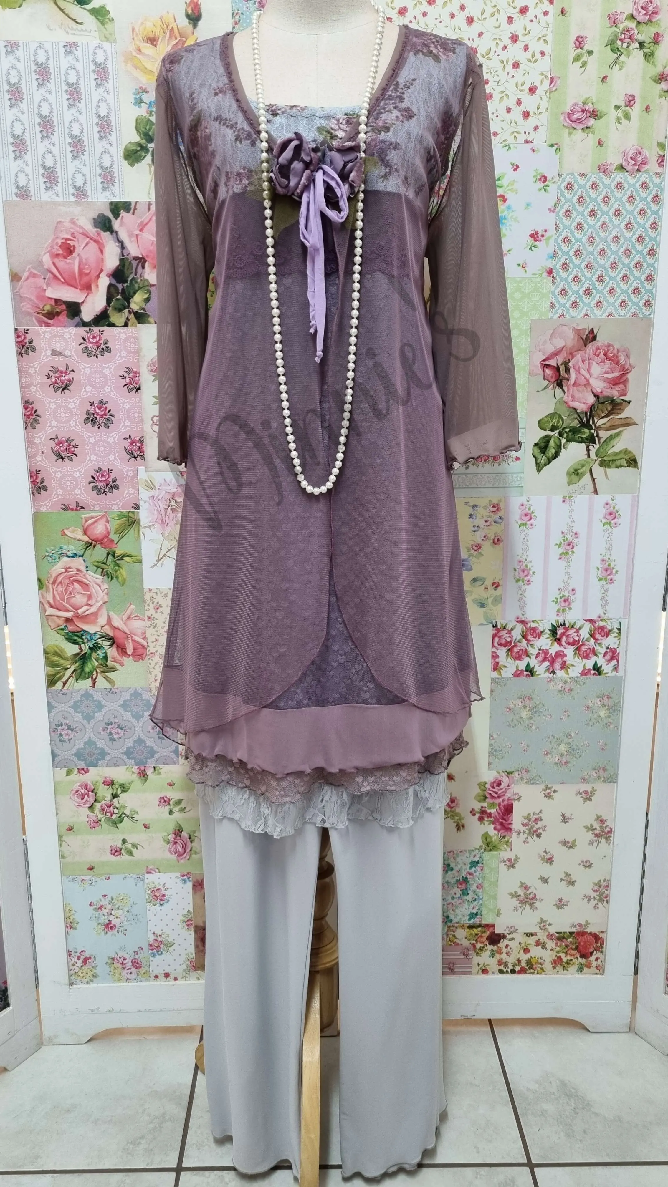 Grey & Purple 5-Piece Pants Set ML03