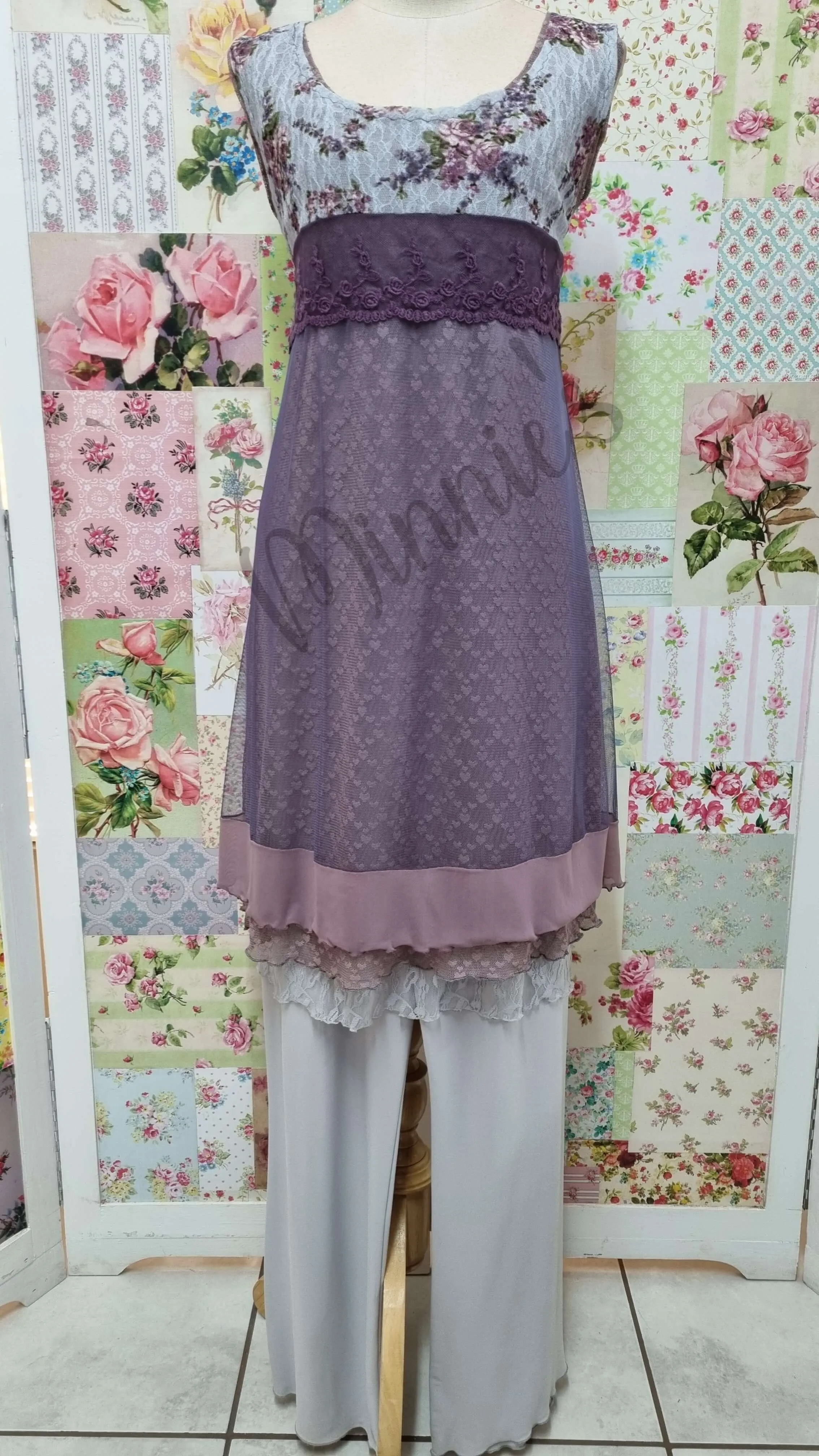 Grey & Purple 5-Piece Pants Set ML03