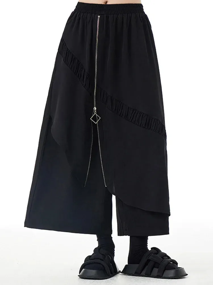 HEYFANCYSTYLE Korean Style Elastic Waist Wide Leg Pants