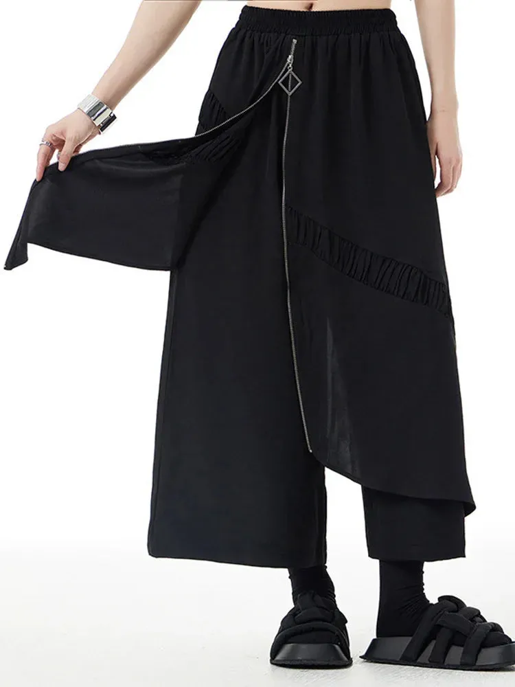 HEYFANCYSTYLE Korean Style Elastic Waist Wide Leg Pants