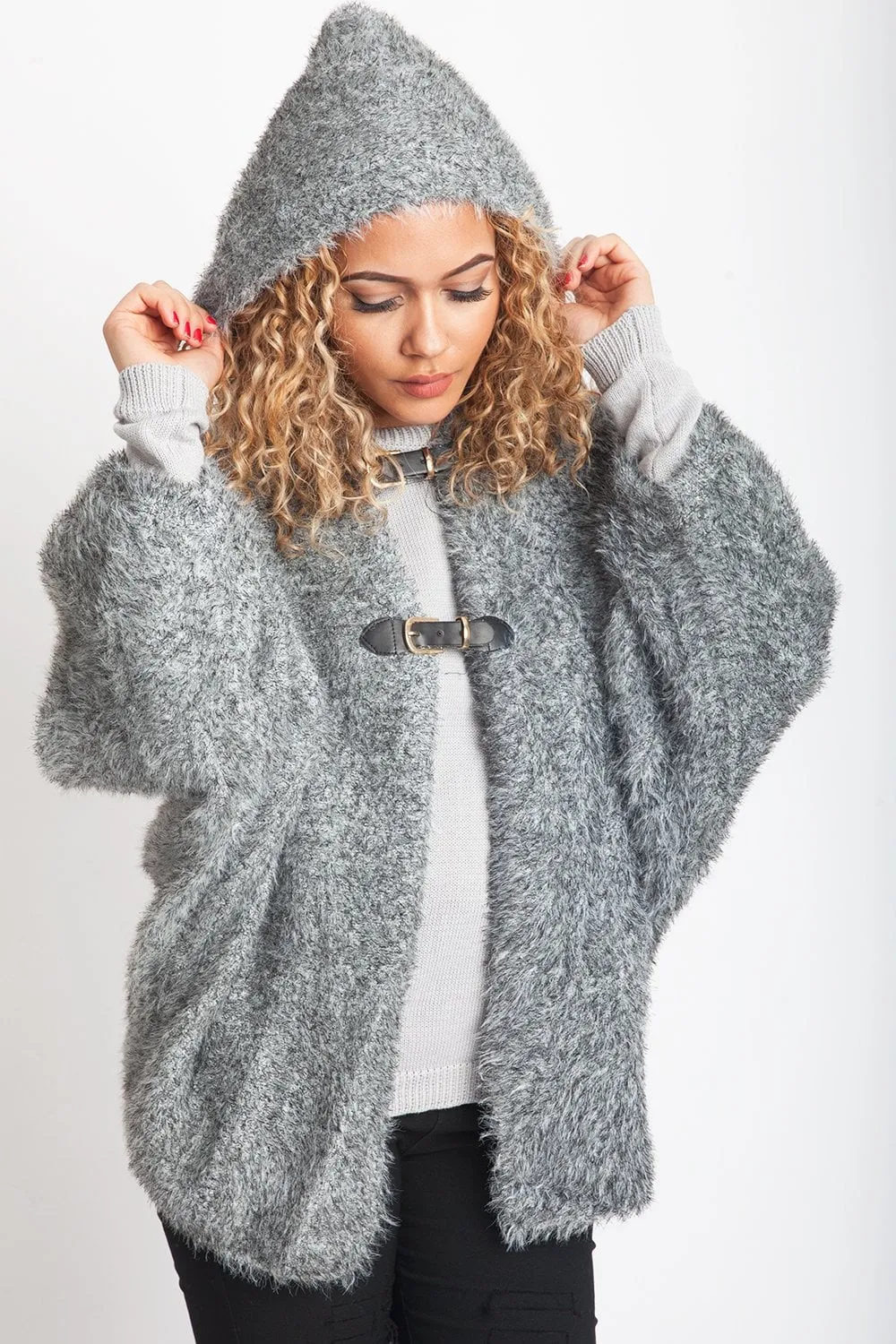 Hooded Soft Touch Knitted Cardigan with Sleeves