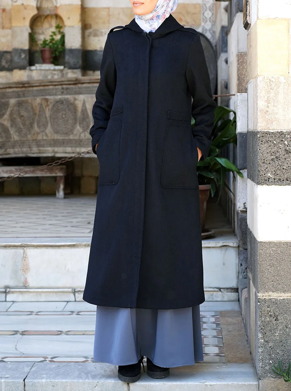 Hoooded Wool Coat with Cotton Lining