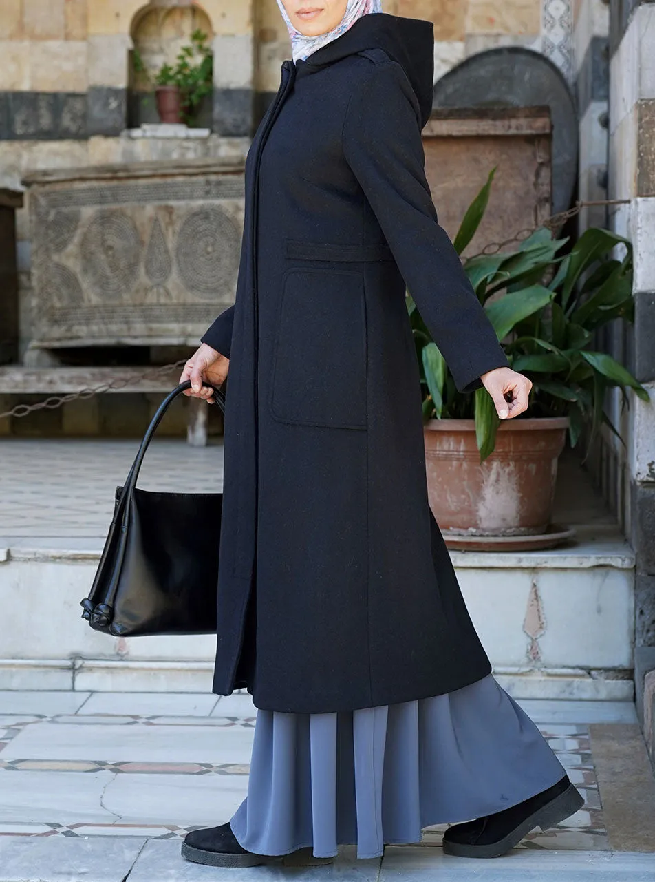 Hoooded Wool Coat with Cotton Lining