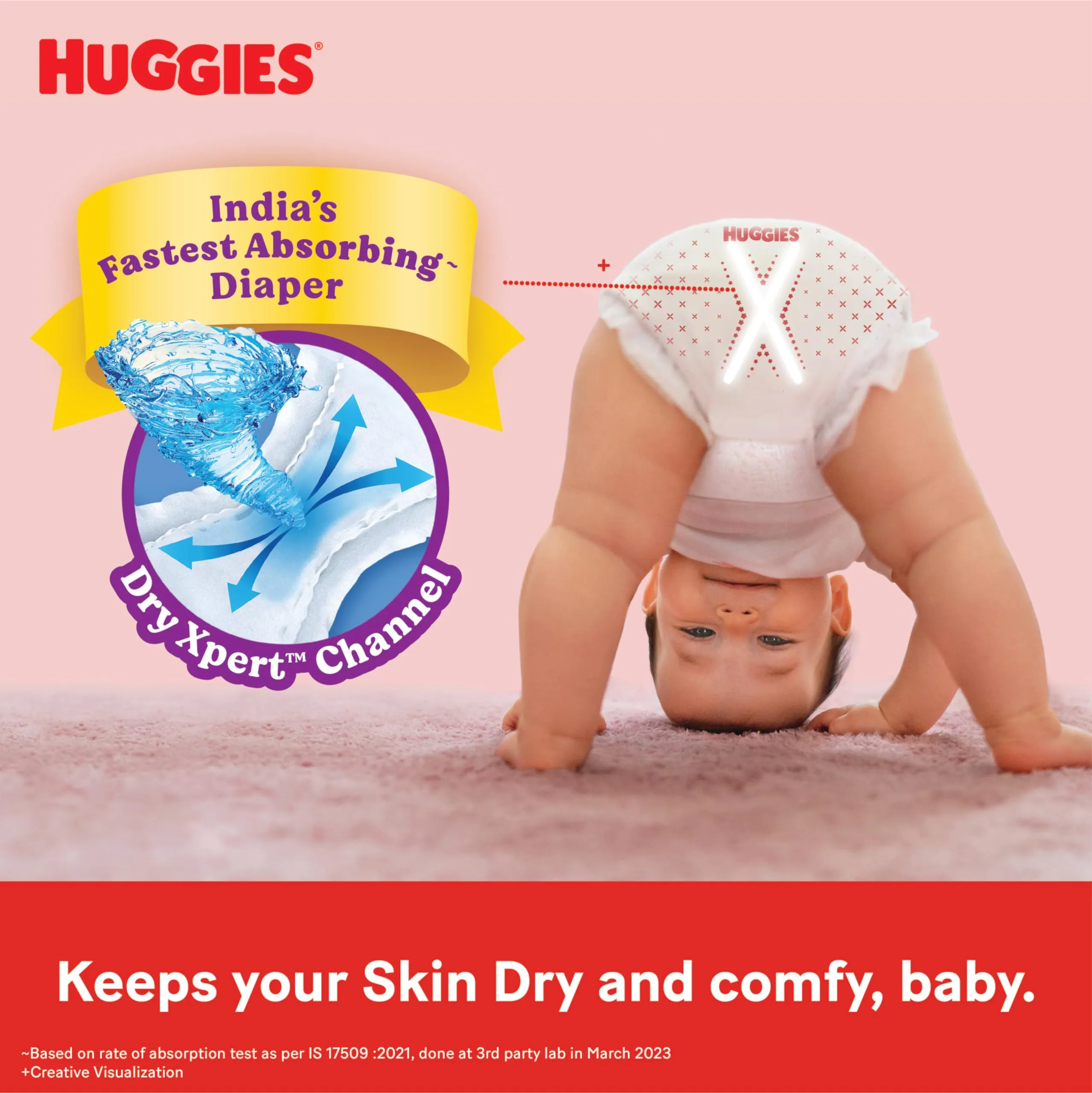 Huggies Complete Comfort Wonder Pants Large (L) Size (9-14 Kgs) Baby Diaper Pants, 128 count| India's Fastest Absorbing Diaper with upto 4x faster absorption | Unique Dry Xpert Channel