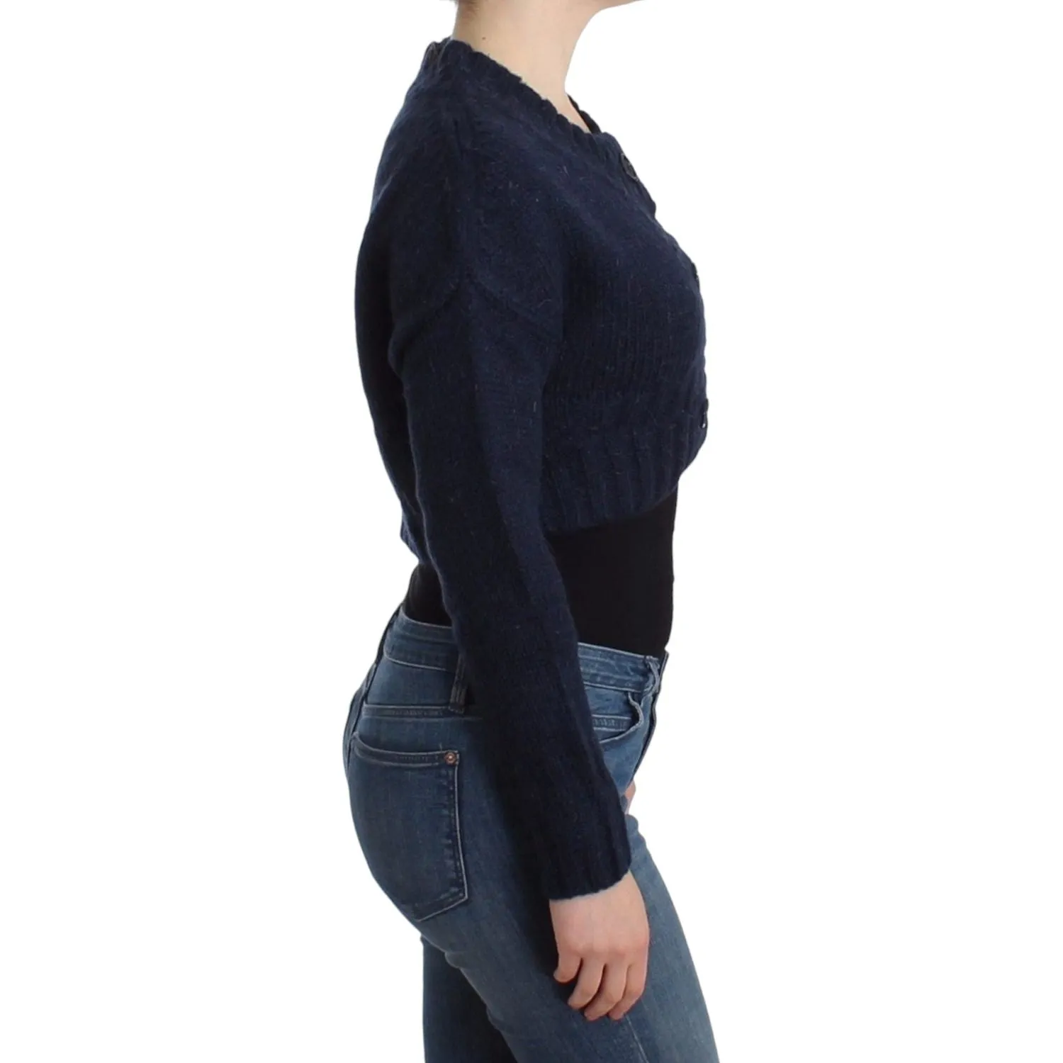 John Galliano Chic Cropped Blue Cardigan