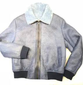 Kashani Powder Blue Blouson Shearling Jacket