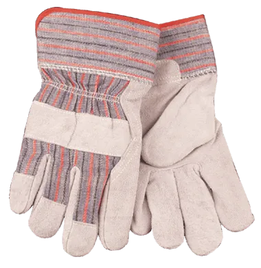 Kinco 1498 Economy Striped Cotton-Blend Canvas Fabric Back, Starched Cotton-Blend Canvas Fabric Safety Cuff Leather Palm Gloves (One Dozen)