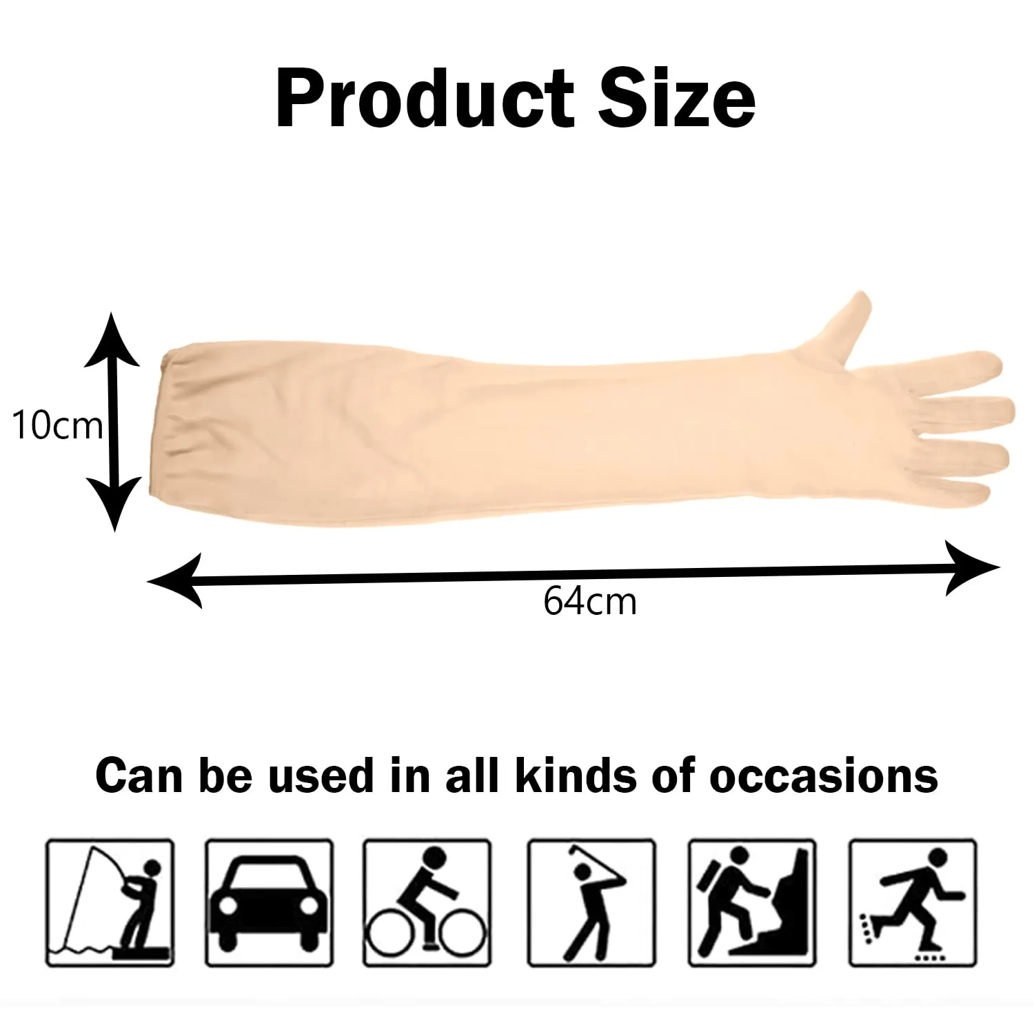 Kuber Industries Full Arm Sleeves Gloves | Cotton Summer Gloves | Protection From Sun Burns | Dust | Pollution | Gloves For Women | Gloves For Men | 2 Pair | Pack of 2 | Cream