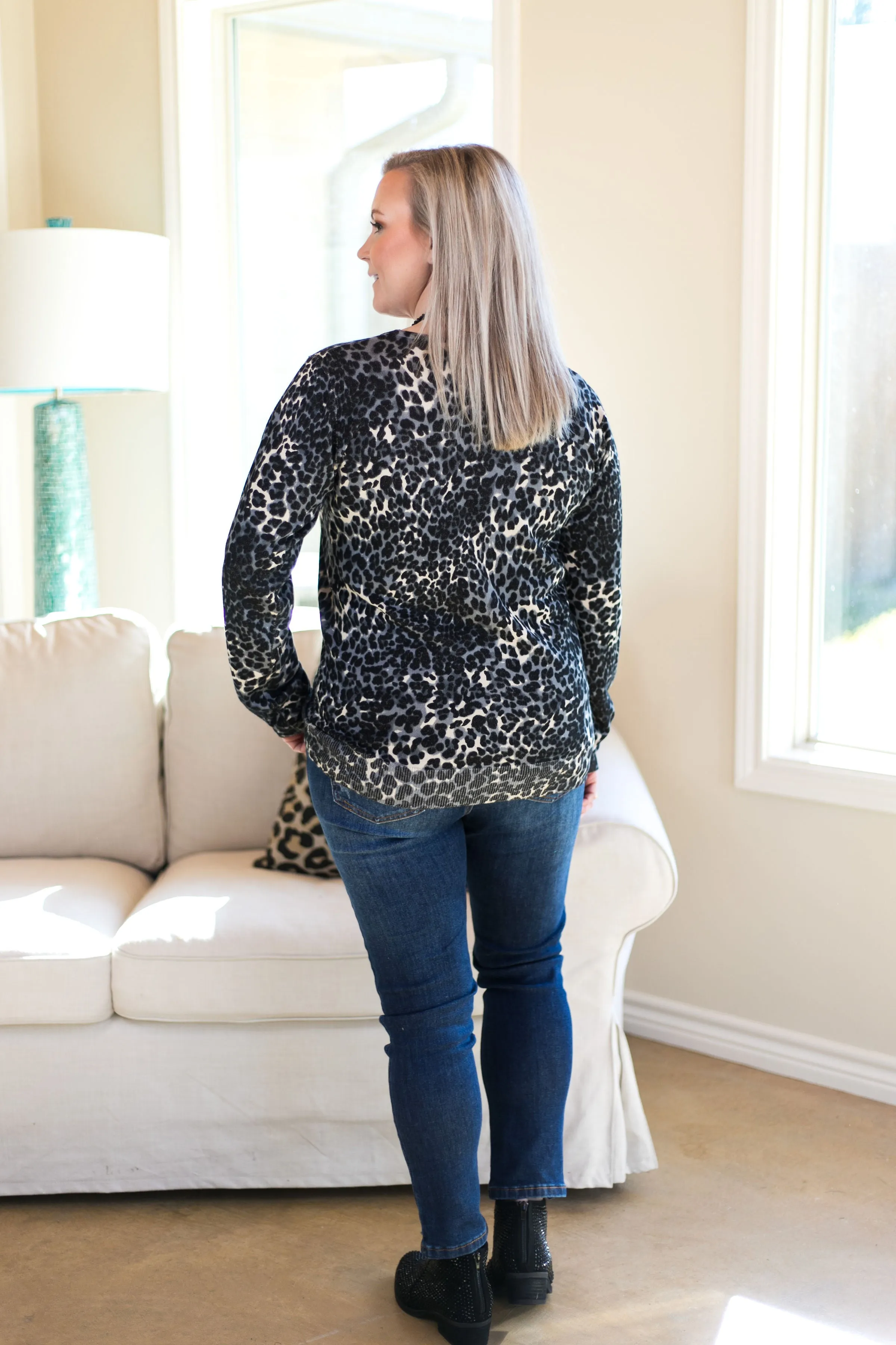 Last Chance Size Small & Medium | In Your Scope Leopard Cardigan in Black