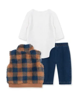 Little Me Check 3pc Vest Set