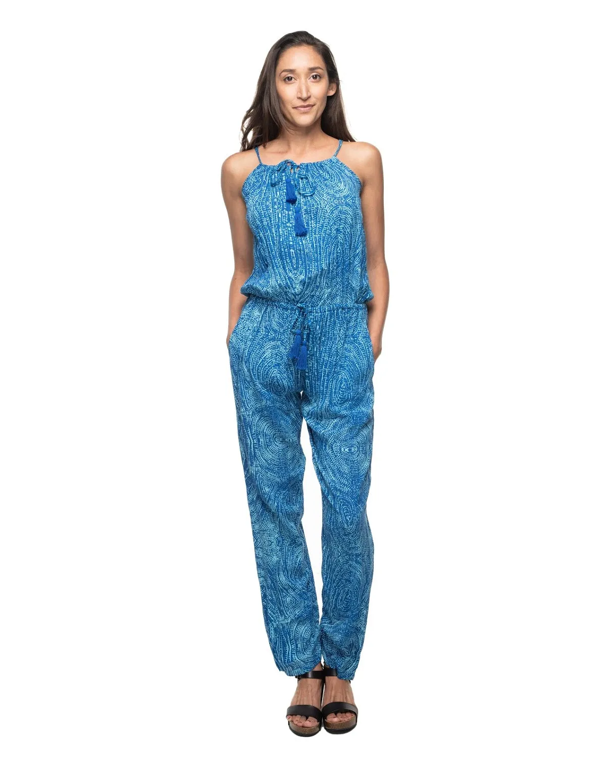 Long Printed Resort Plumeria Jumpsuit