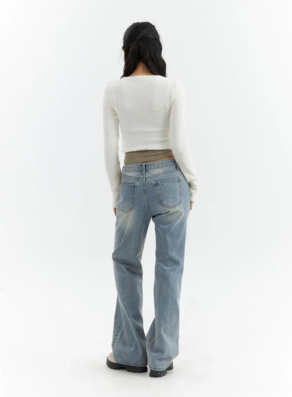 Low Waist Cargo Flare Jeans CJ423