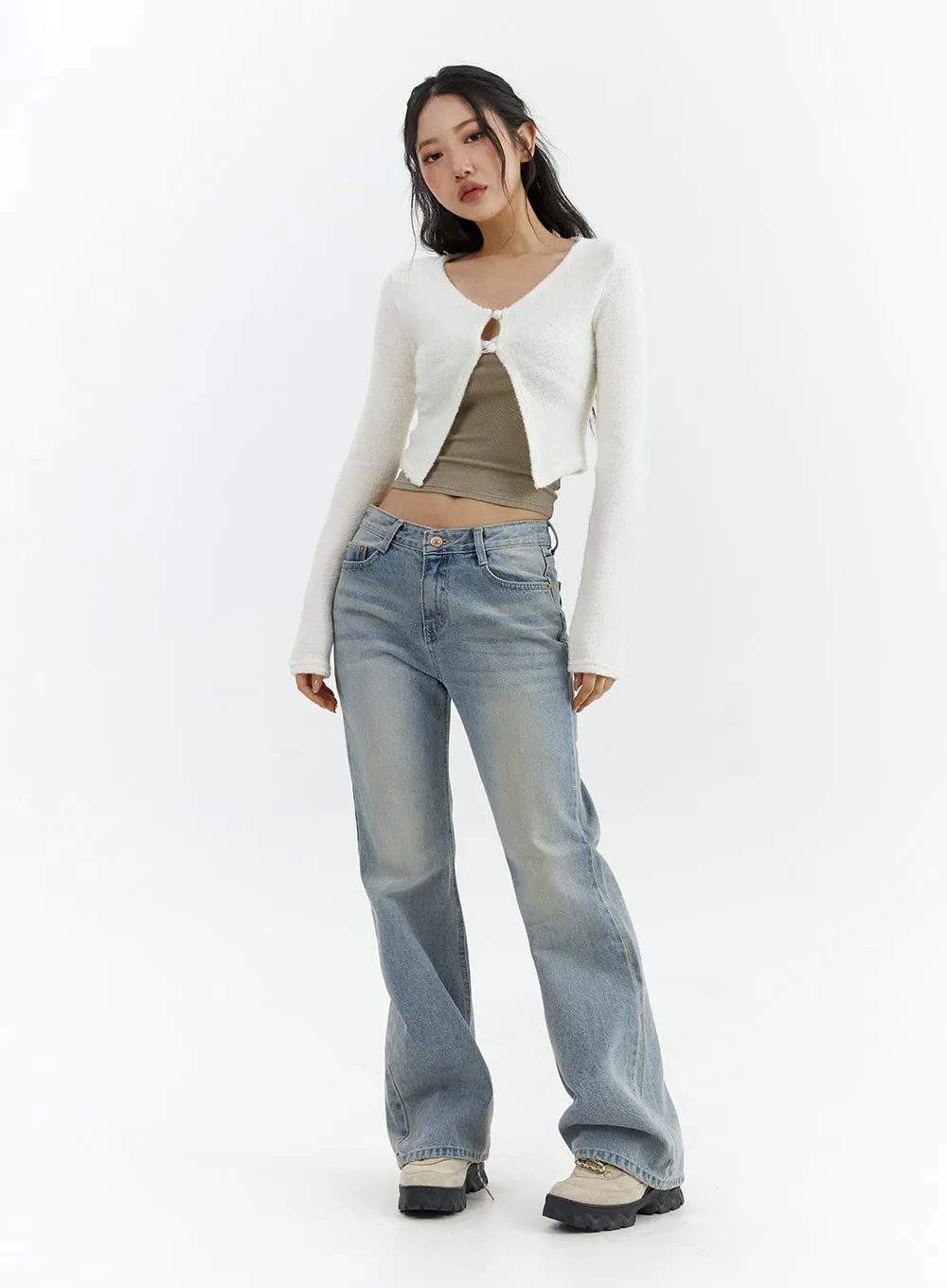 Low Waist Cargo Flare Jeans CJ423