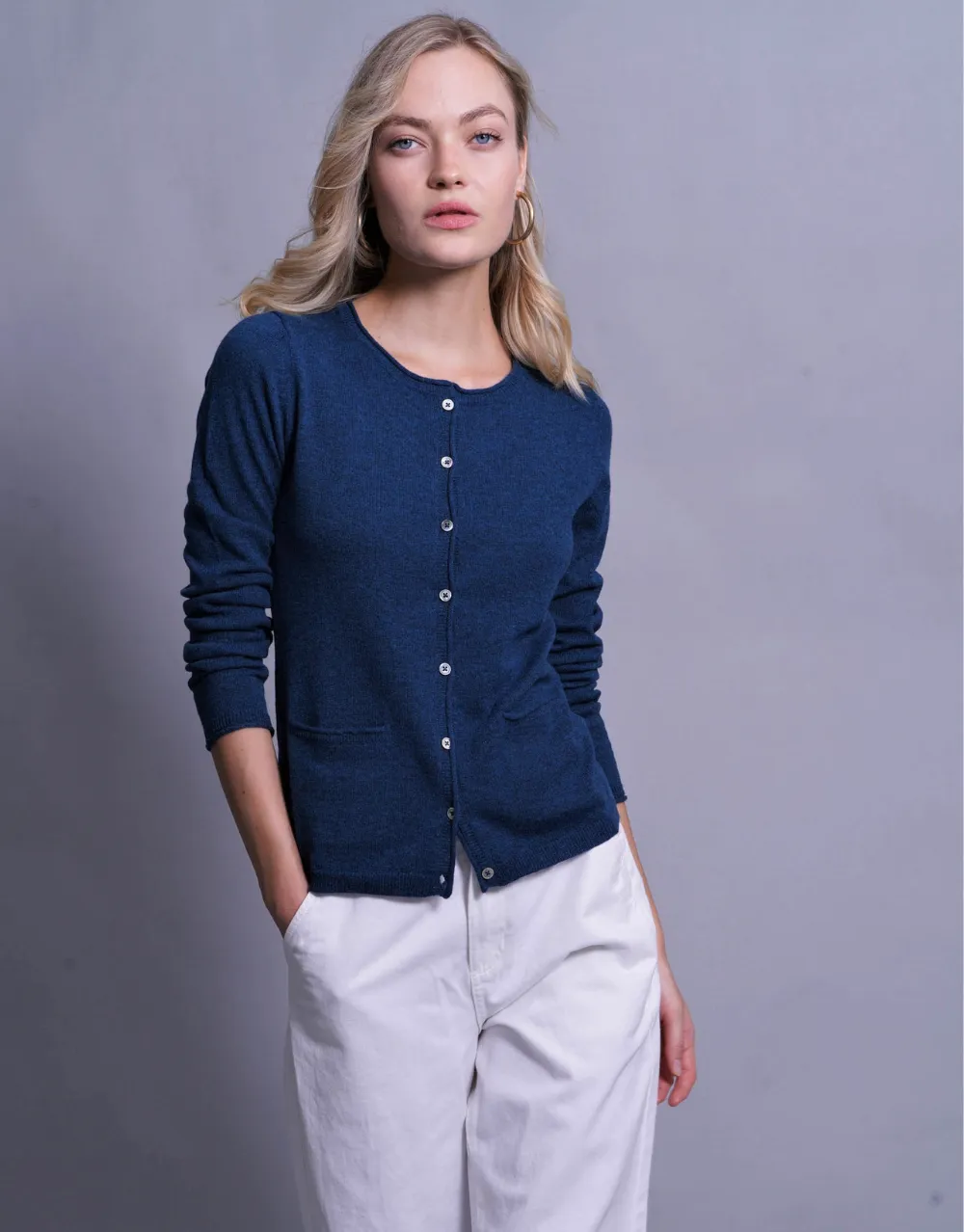 Luxe Lite Scoop Neck Cardigan in Indigo