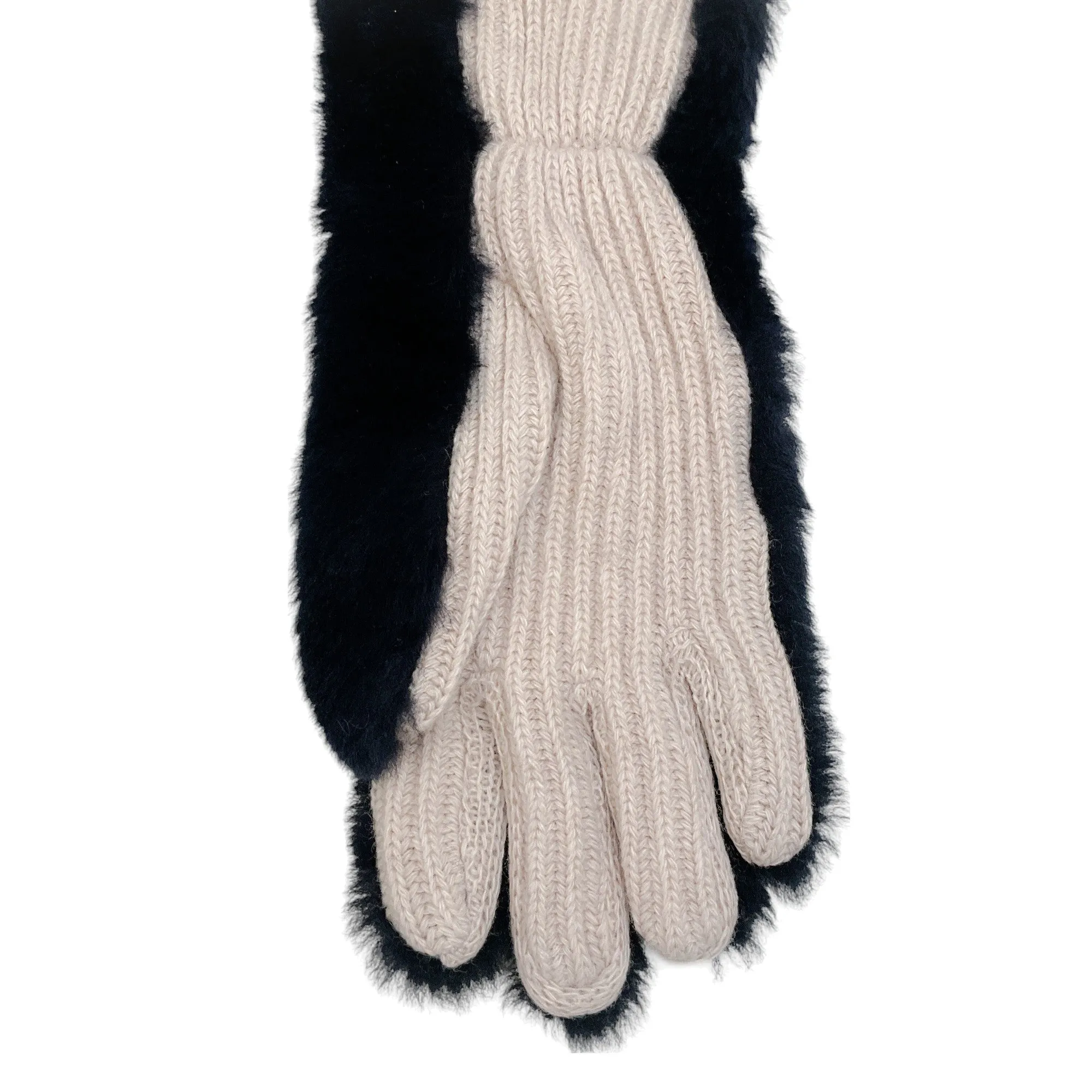 Marni Navy Blue Shearling Gloves