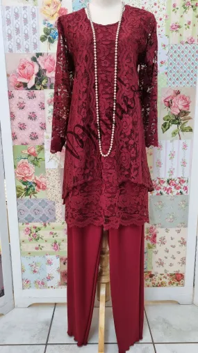 Maroon 3-Piece Pants Set LR0437