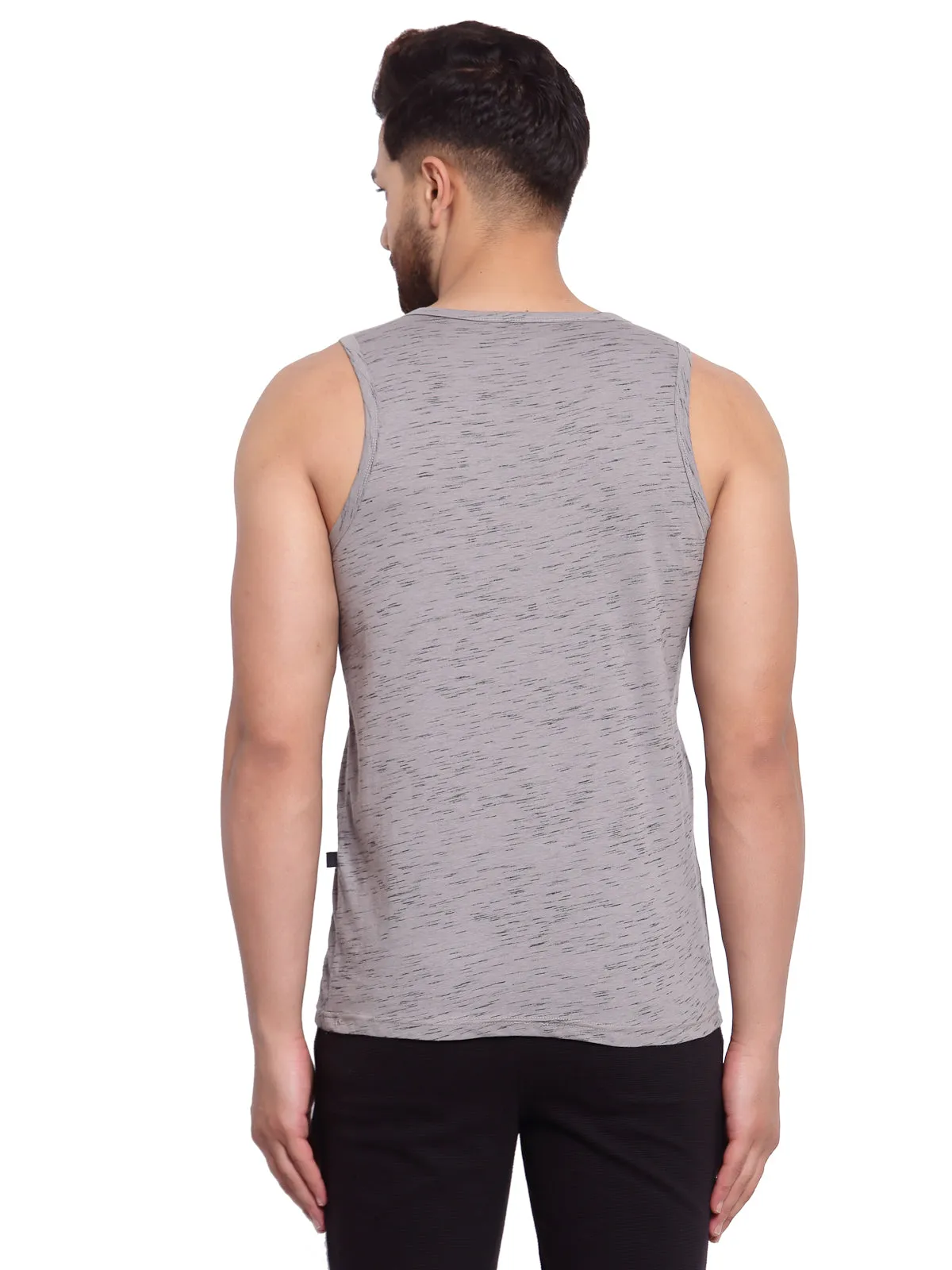 Men's Muscle Vests with Side Contrast Panel - Mid Grey