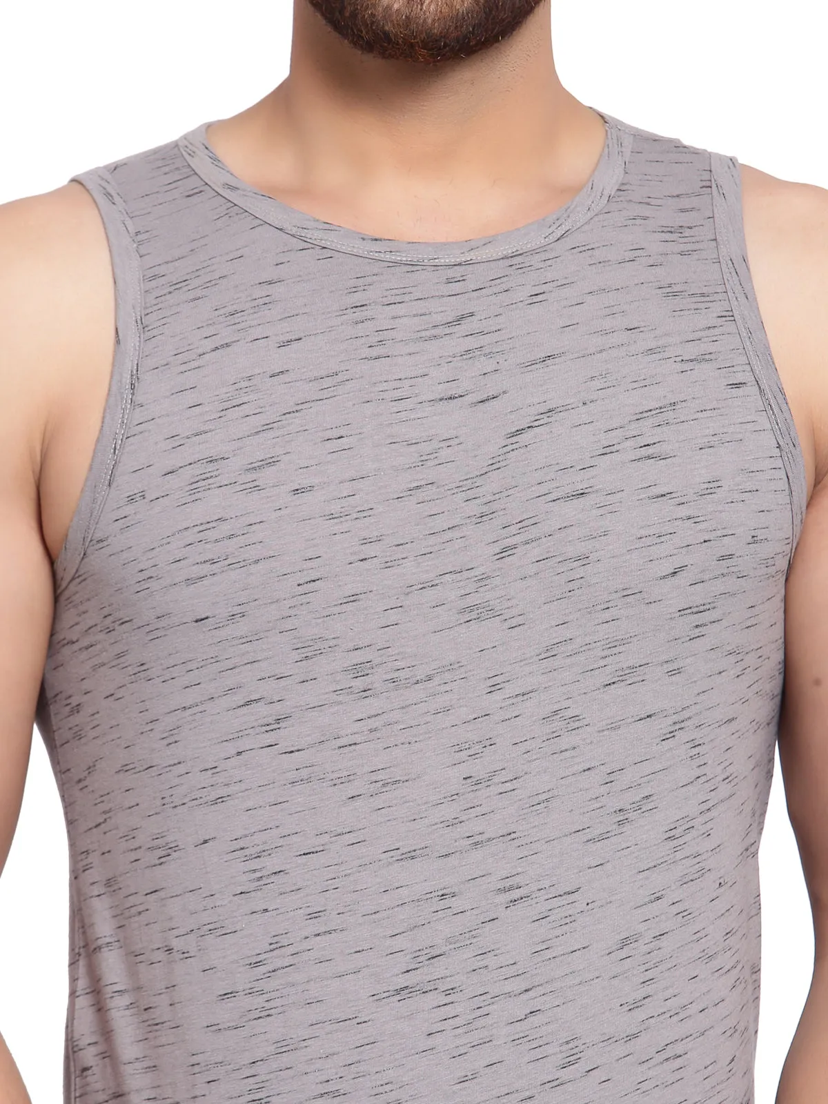 Men's Muscle Vests with Side Contrast Panel - Mid Grey