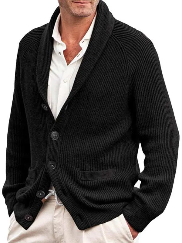 Men's new style lapel long sleeve knitted jacket fashion sweater