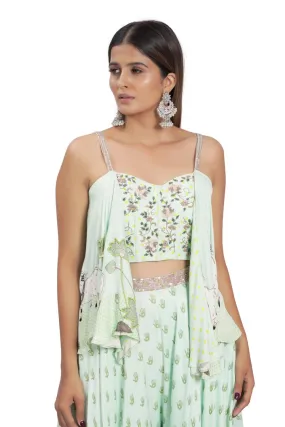 Mint Green Printed Palazzo Pant Set