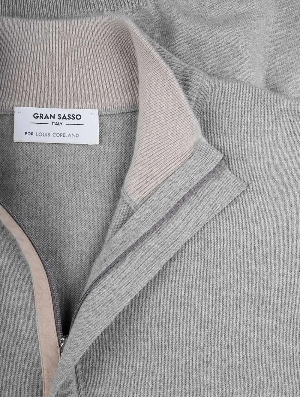 Mock Zip Alcantara Knitwear Grey