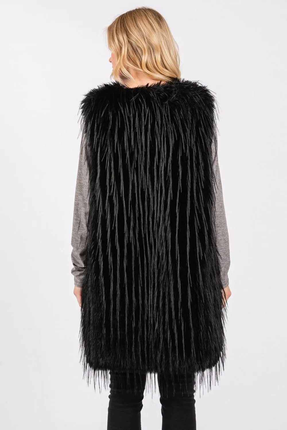 MS0403 Faux Fur Vest With Pockets