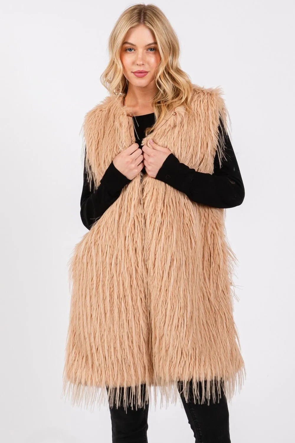 MS0403 Faux Fur Vest With Pockets