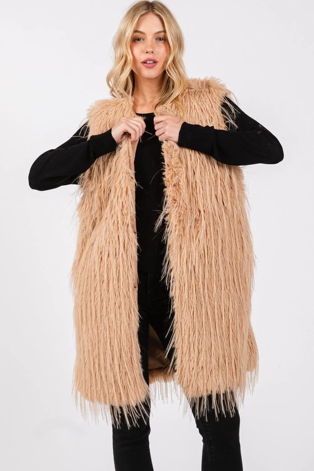 MS0403 Faux Fur Vest With Pockets