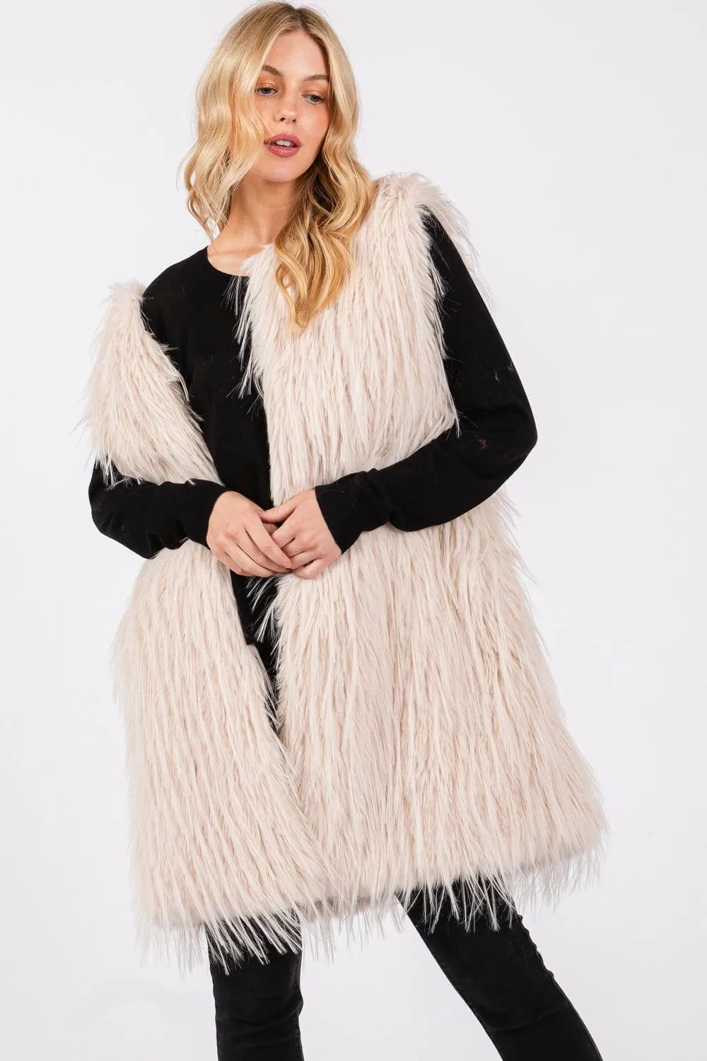 MS0403 Faux Fur Vest With Pockets